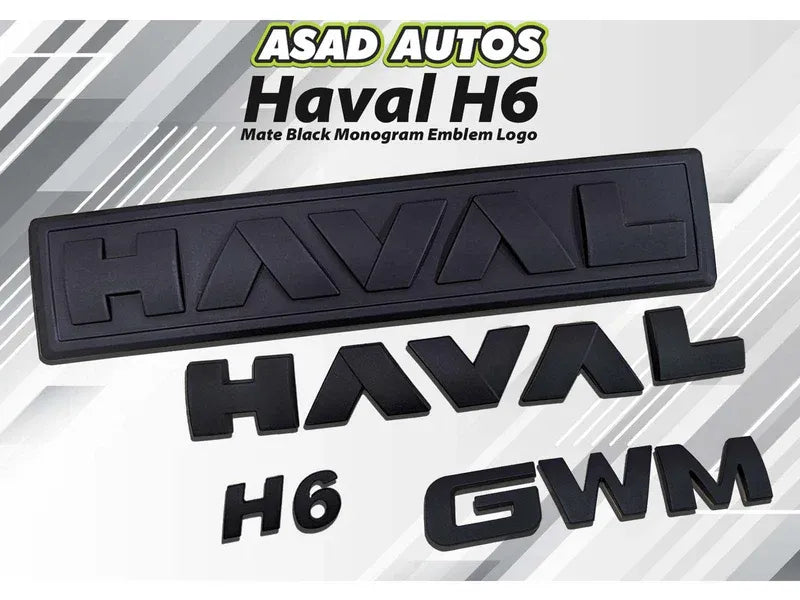 "Matte Black Monogram Emblem for Haval H6 – Front Grille View"
