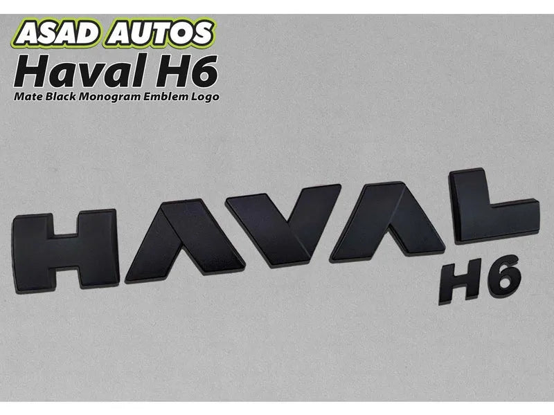 "Matte Black Monogram Emblem for Haval H6 – Front Grille View"
