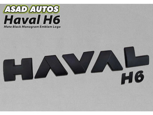 "Matte Black Monogram Emblem for Haval H6 – Front Grille View"
