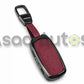 Jaecoo J7 metal key cover with maroon leather insert and carabiner keychain