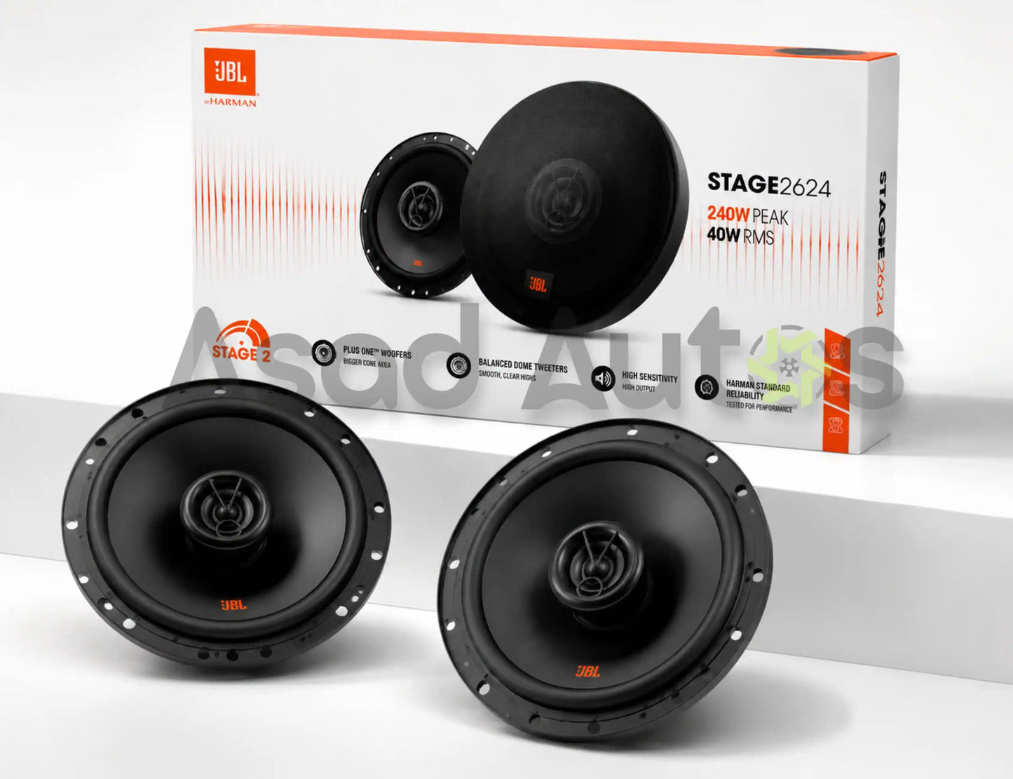 JBL Stage 2 624 car speakers - 6.5 inch coaxial speaker set - Asad Autos