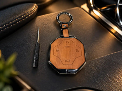Brown 5D zinc leather key cover for Jetour T2 2026-2027