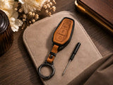 Leather metal key cover fitted on BYD Atto 2 2025-2026 smart key fob - Asad Autos