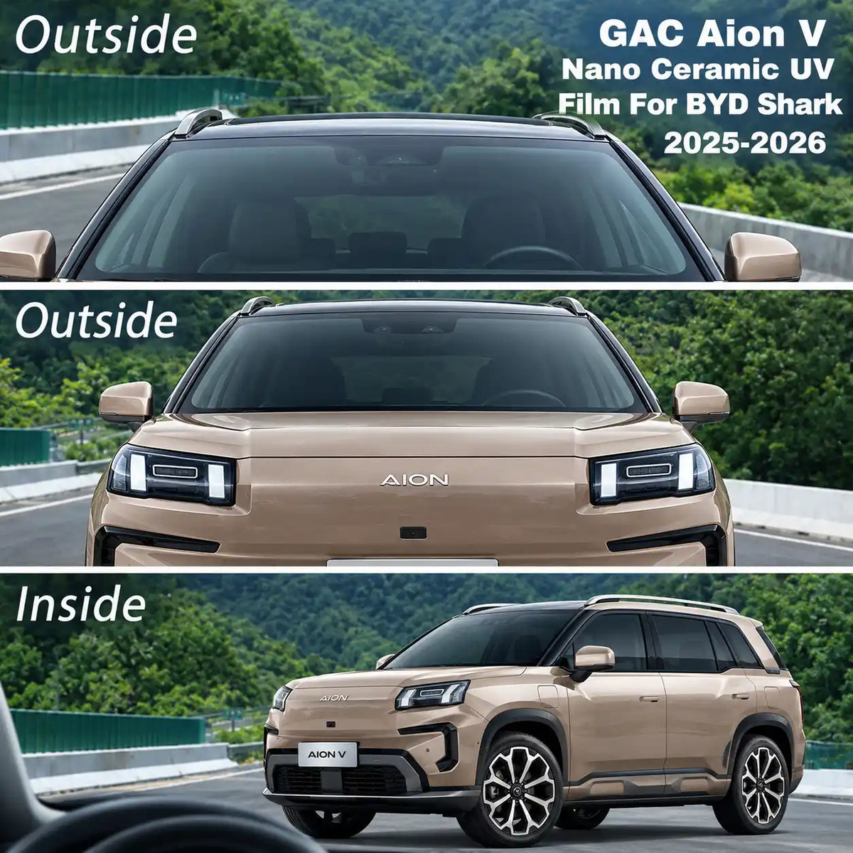 Heat rejection demonstration on GAC Aion V ceramic window film