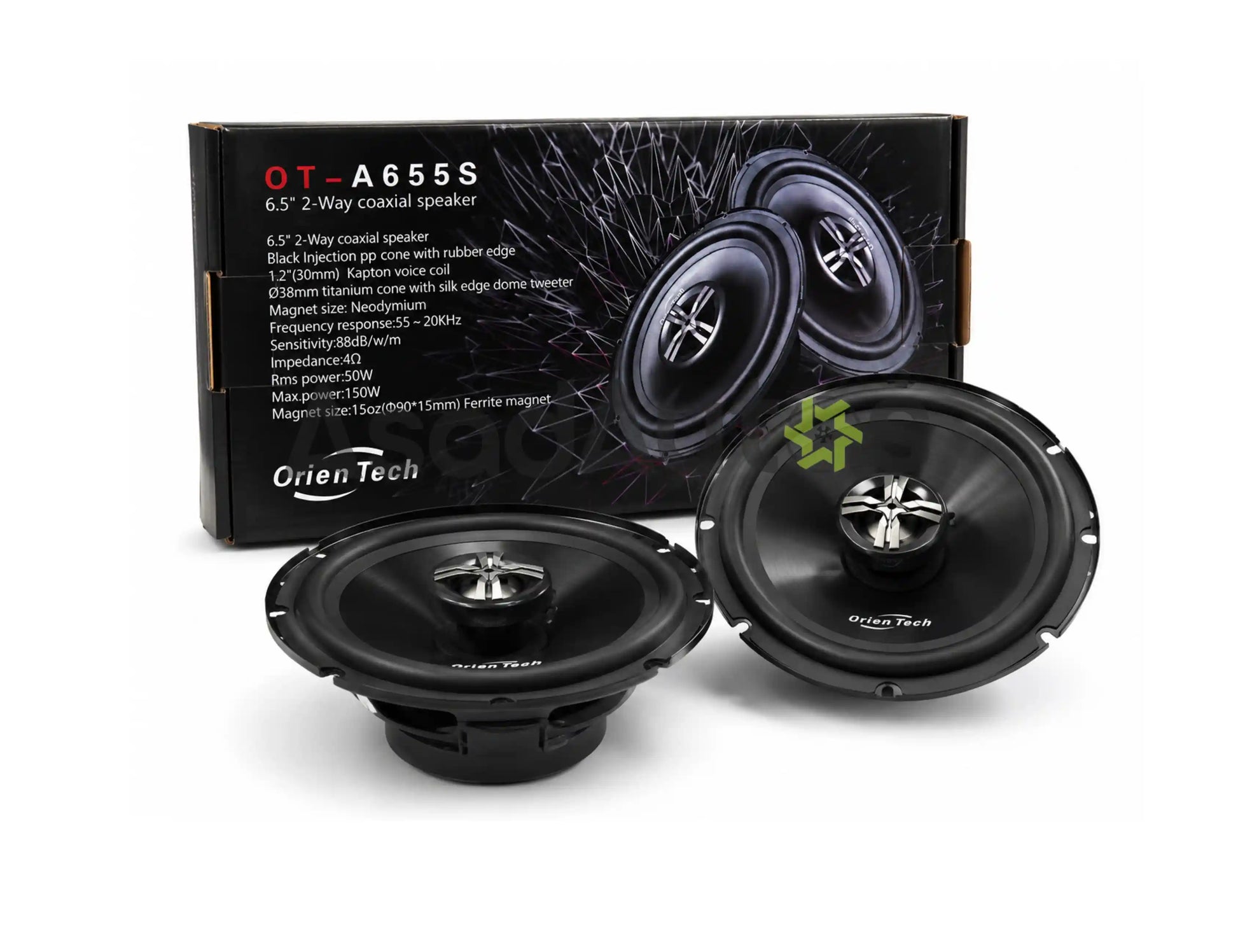 OrienTech OT-A655S 6.5 Inch 2-Way Coaxial Car Speakers 150W Peak Powe