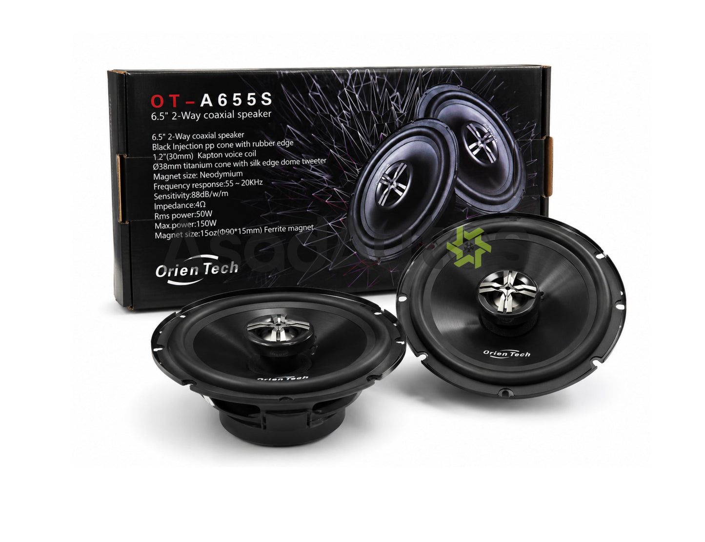 OrienTech OT-A655S 6.5 Inch 2-Way Coaxial Car Speakers 150W Peak Powe