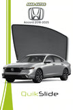 QS QuikSlide custom fit window sun shades installed on Honda Accord VIP Sedan 2018-2025 for UV protection, heat reduction, and privacy