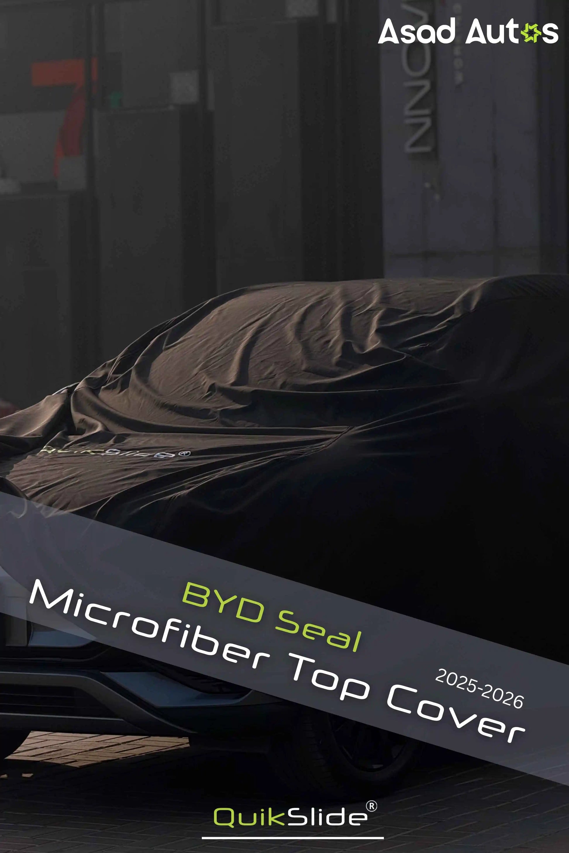 Soft breathable scratch-free microfiber fabric close-up of QuikSlide top cover for BYD Seal 2025-2026 UV and dust protection - Asad Autos