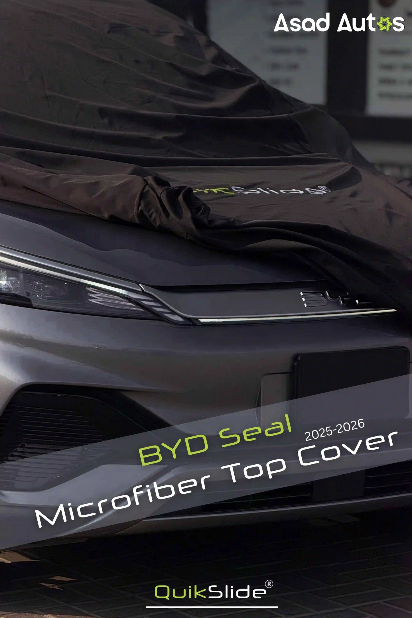 Lightweight QuikSlide microfiber top cover folded compact for BYD Seal 2025-2026 easy on and off storage - Asad Autos