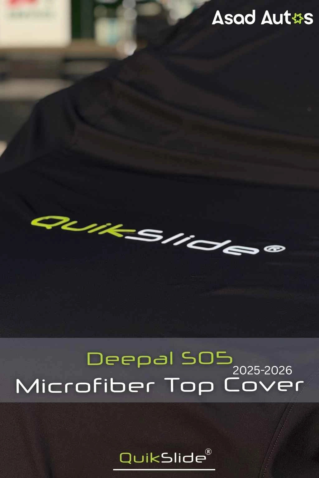 QuikSlide black microfiber top cover fitted on Deepal S05 2025-2026 electric SUV - Asad Autos