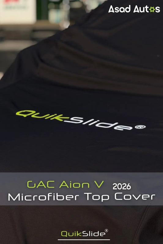 Side view of QuikSlide microfiber cover fitted on GAC Aion V