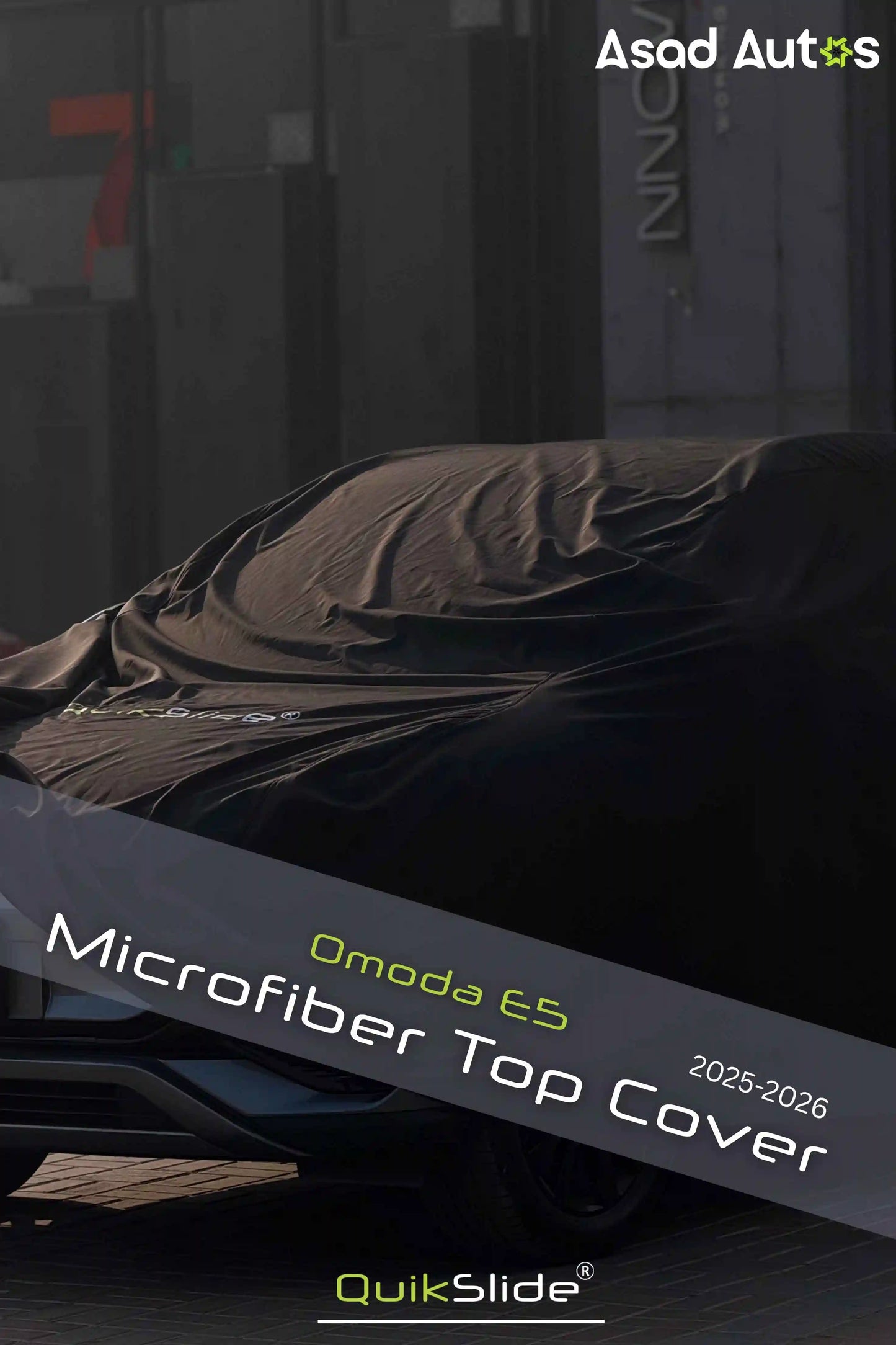Soft breathable scratch-free microfiber fabric close-up of QuikSlide top cover for Omoda E5 2025-2026 UV and dust protection - Asad Autos