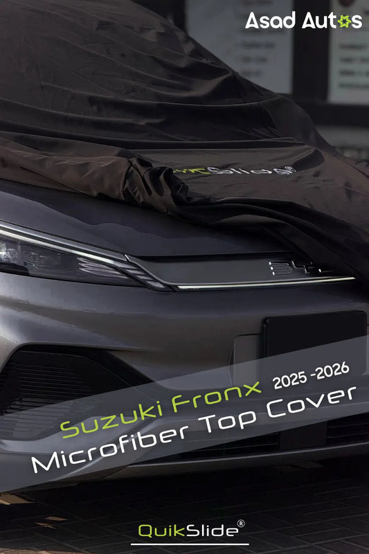 Front view of QuikSlide top cover on Suzuki Fronx bonnet and windscreen