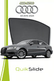 QS QuikSlide custom fit window sun shades installed on Audi A3 2015-2023 sedan side window