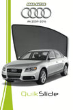QS QuikSlide custom fit window sun shades installed on Audi A4 2009-2016 sedan side window