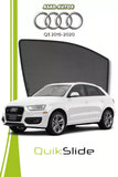 QS QuikSlide custom fit window sun shades installed on Audi Q3 2015-2020 crossover side window