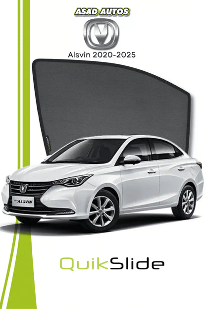 QS QuikSlide custom fit window sun shades installed on Changan Alsvin 2020-2026 side window