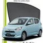 QS QuikSlide custom fit window sun shades installed on Daihatsu Mira EXI 2018-2024 hatchback side window