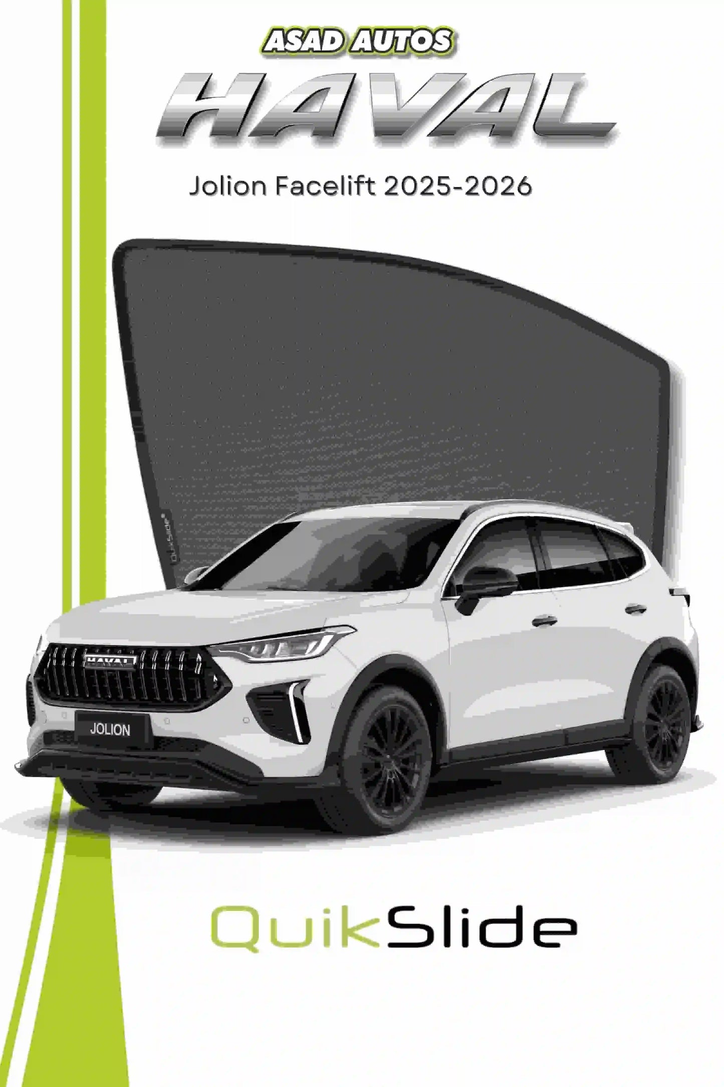 QS QuikSlide custom fit window sun shades installed on Haval Jolion Facelift 2025-2026 side window