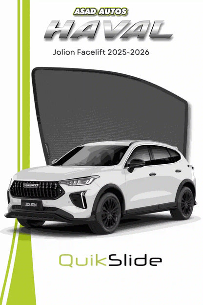 QS QuikSlide custom fit window sun shades installed on Haval Jolion Facelift 2025-2026 side window
