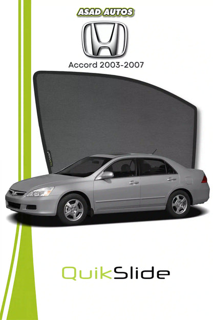 QS QuikSlide custom fit window sun shades installed on Honda Accord 2003-2007 sedan side window