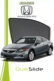 QS QuikSlide custom fit window sun shades installed on Honda Accord 2008-2012 sedan side window