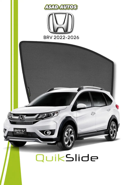 QS QuikSlide custom fit window sun shades installed on Honda BR-V 2022-2026 crossover side window