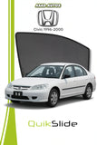 QS QuikSlide custom fit window sun shades installed on Honda Civic 1996-2000 sedan side window