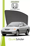 QS QuikSlide custom fit window sun shades installed on Honda Civic 2001-2005 sedan side window