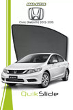 QS QuikSlide custom fit window sun shades installed on Honda Civic Rebirth 2012-2015 sedan side window