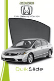 QS QuikSlide custom fit window sun shades installed on Honda Civic Reborn 2006-2011 sedan side window