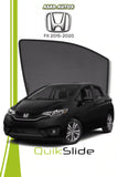QS QuikSlide custom fit window sun shades installed on Honda Fit 2015-2020 hatchback side window