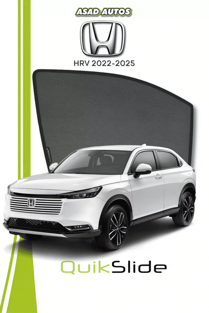 QS QuikSlide custom fit window sun shades installed on Honda HR-V 2022-2025 side window