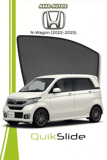 QS QuikSlide custom fit mesh sun shades installed on Honda N-Wagon 2022-2025 side window