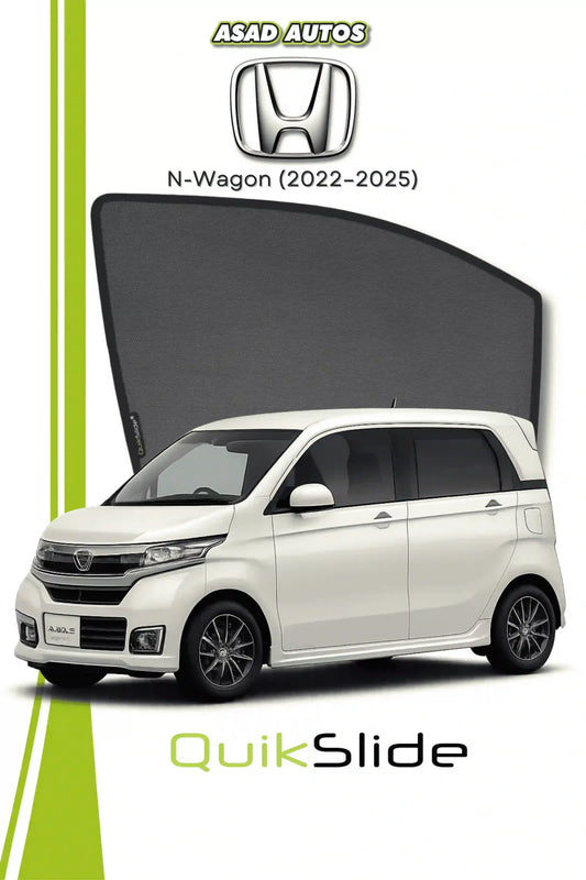 QS QuikSlide custom fit mesh sun shades installed on Honda N-Wagon 2022-2025 side window