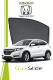 QS QuikSlide custom fit window sun shades installed on Honda Vezel Hybrid HR-V 2013-2021 crossover side window