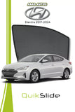 QS QuikSlide custom fit window sun shades installed on Hyundai Elantra 2017-2024 sedan side window