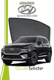QS QuikSlide custom fit window sun shades installed on Hyundai Santa Fe 2023-2026 SUV side window