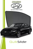 QS QuikSlide custom fit window sun shades installed on Hyundai Sonata 2022-2024 VIP sedan side window