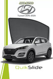 QS QuikSlide custom fit window sun shades installed on Hyundai Tucson 2015-2024 crossover side window