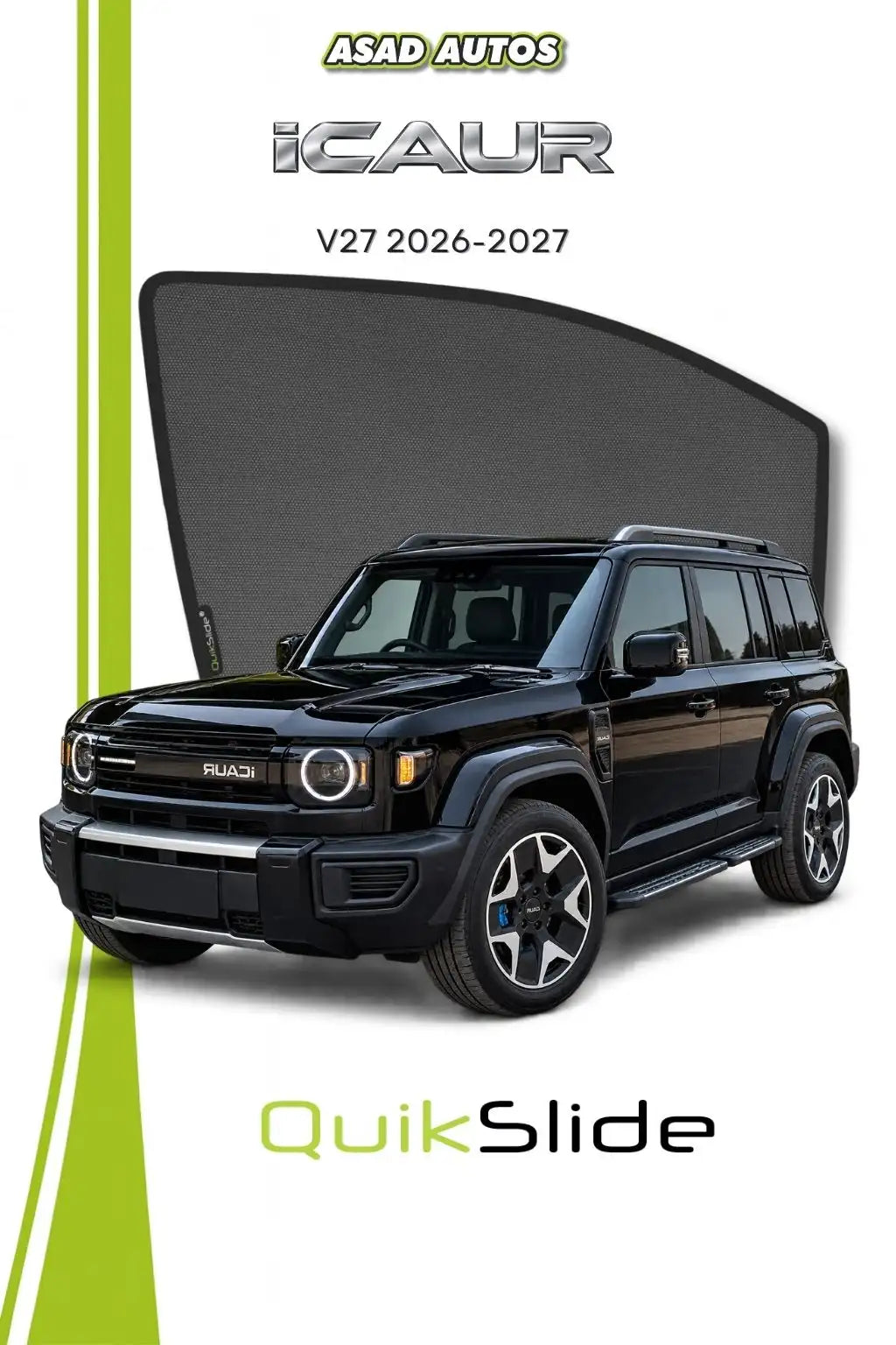 QuikSlide Sun Shades for iCAUR V27 2026-2027 Magnetic UV Window 