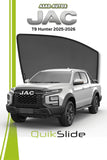 QS QuikSlide custom fit mesh sun shades installed on JAC T9 Hunter 2025-2026 side window