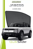 QS QuikSlide custom fit magnetic sun shades installed on Jaecoo J6 2025-2026 side window