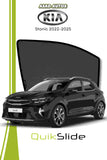 QS QuikSlide custom fit window sun shades installed on Kia Stonic 2022-2025 crossover side window