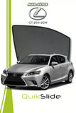 QS QuikSlide custom fit window sun shades installed on Lexus CT 2011-2019 hatchback side window