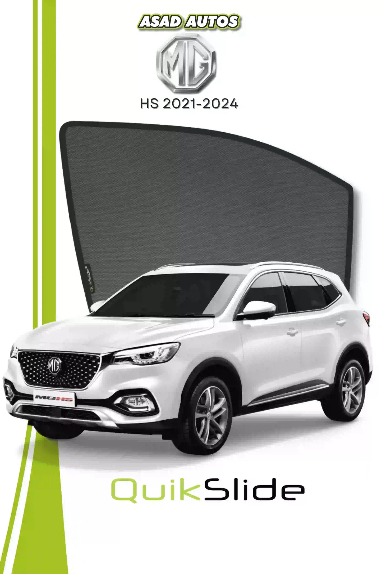 QS QuikSlide window sun shades installed on MG HS 2021-2024 crossover side window