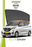 QS QuikSlide custom fit window sun shades installed on Nissan Dayz side window