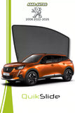 QS QuikSlide custom fit window sun shades installed on Peugeot 2008 2022-2026 crossover side window