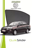 QS QuikSlide custom fit window sun shades installed on Proton Saga 2022-2025 sedan side window
