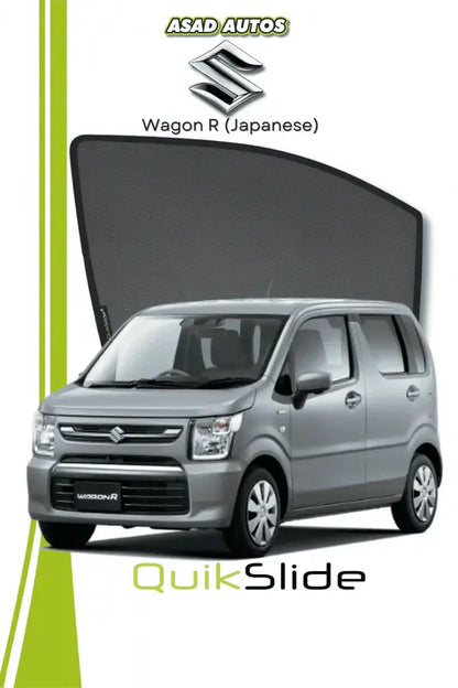 QS QuikSlide custom fit sun shades installed on Suzuki Wagon R Japanese side window
